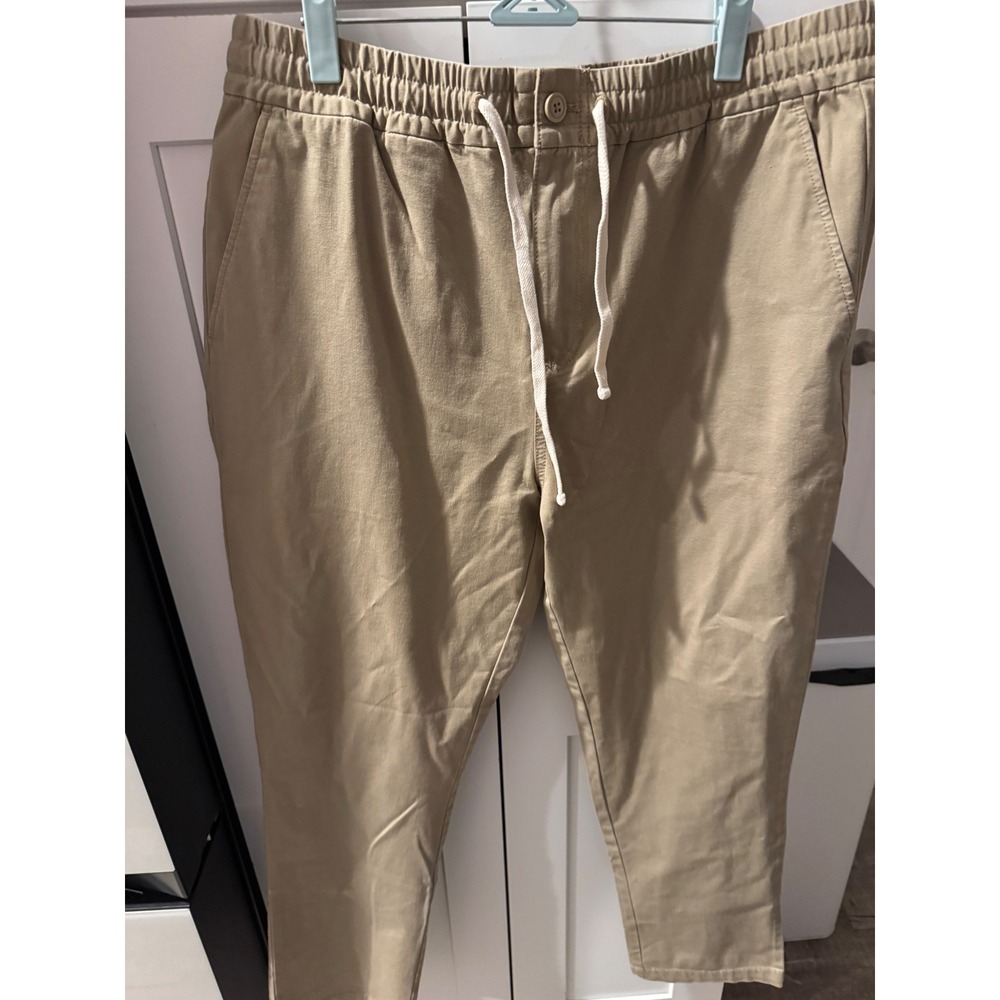 J. Crew Men Sporting Life Khaki Tan Elastic Waist Drawstring Chino Joggers L